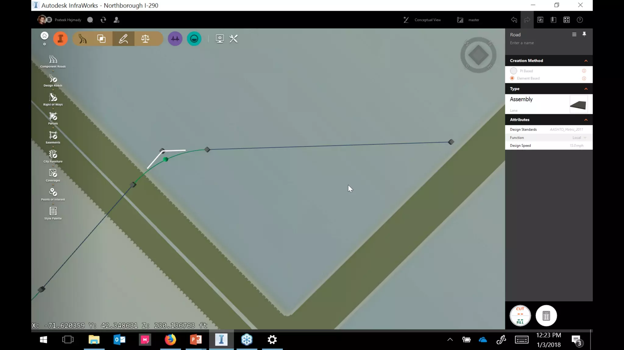 InfraWorks 2018.2 - Enhancements to road modeling and quantities