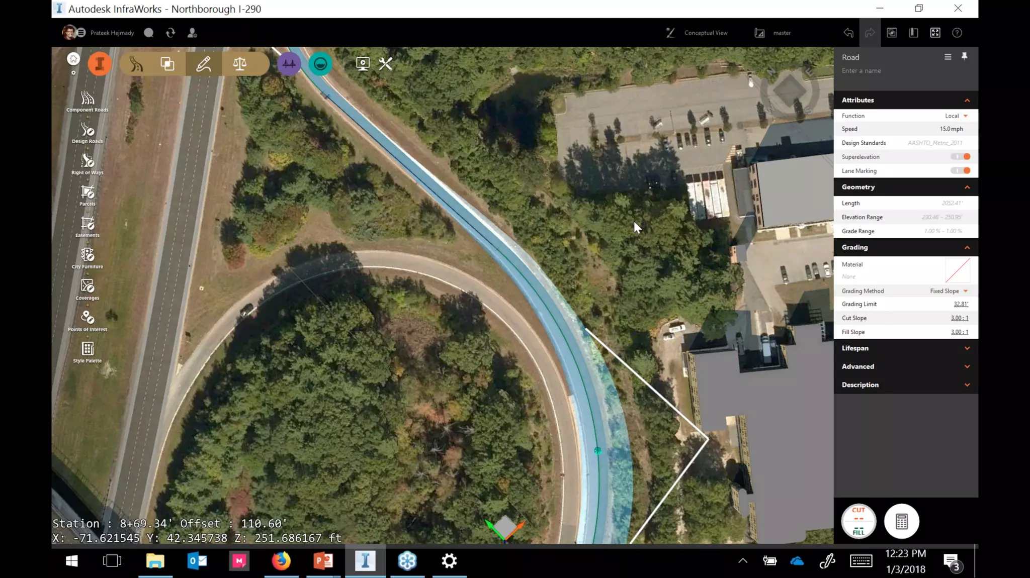 InfraWorks 2018.2 - Enhancements to road modeling and quantities