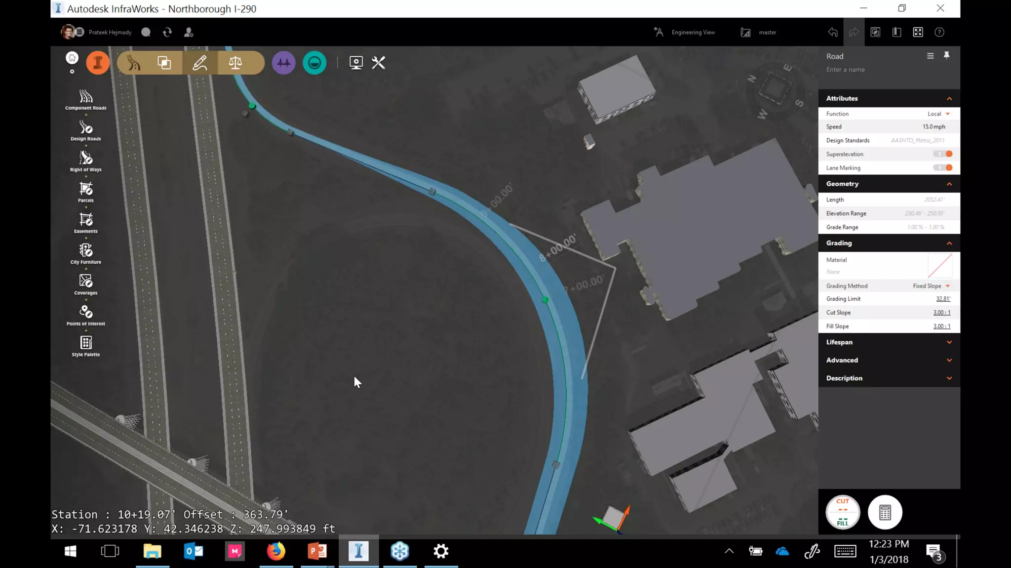 InfraWorks 2018.2 - Enhancements to road modeling and quantities