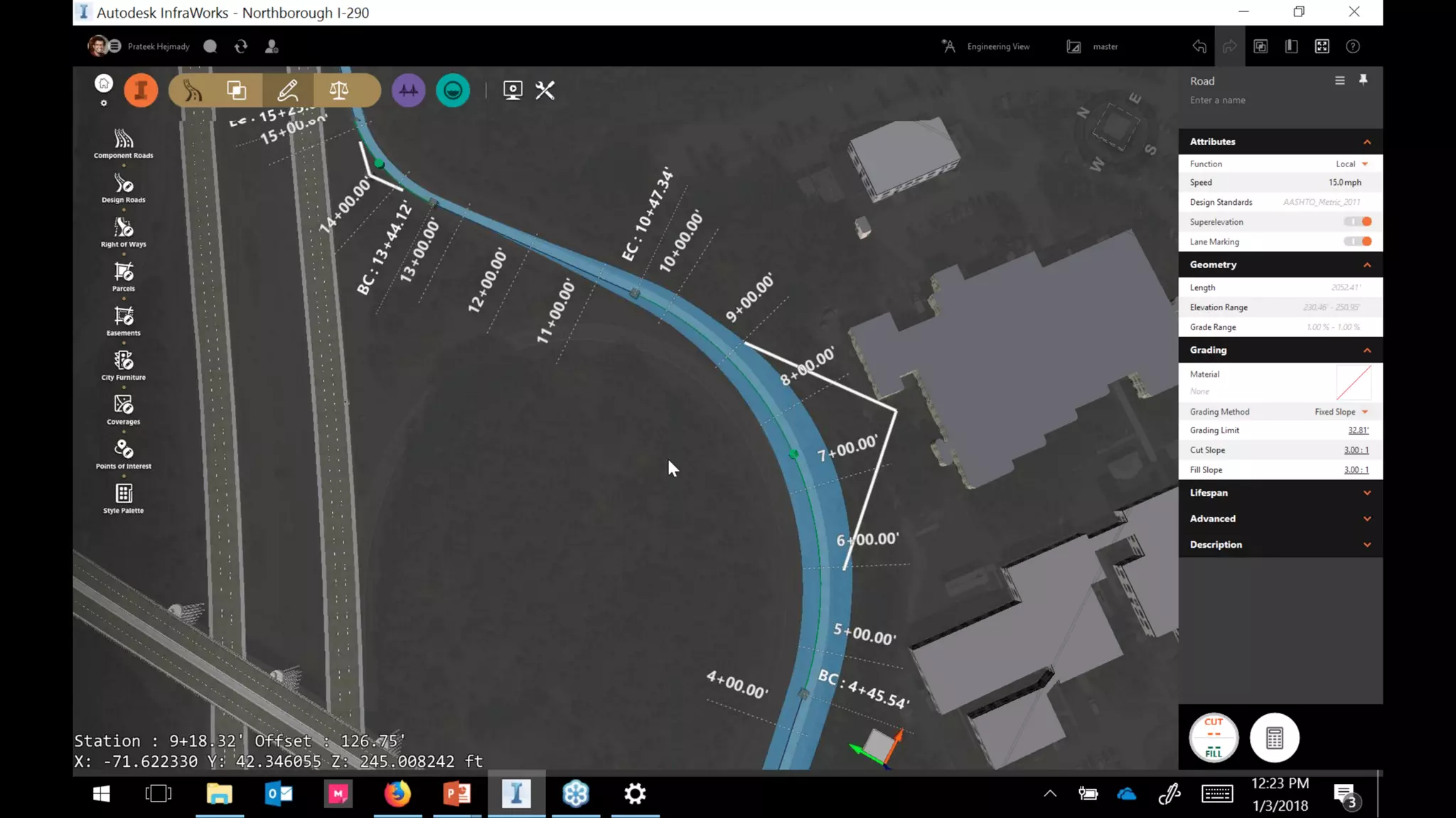 InfraWorks 2018.2 - Enhancements to road modeling and quantities