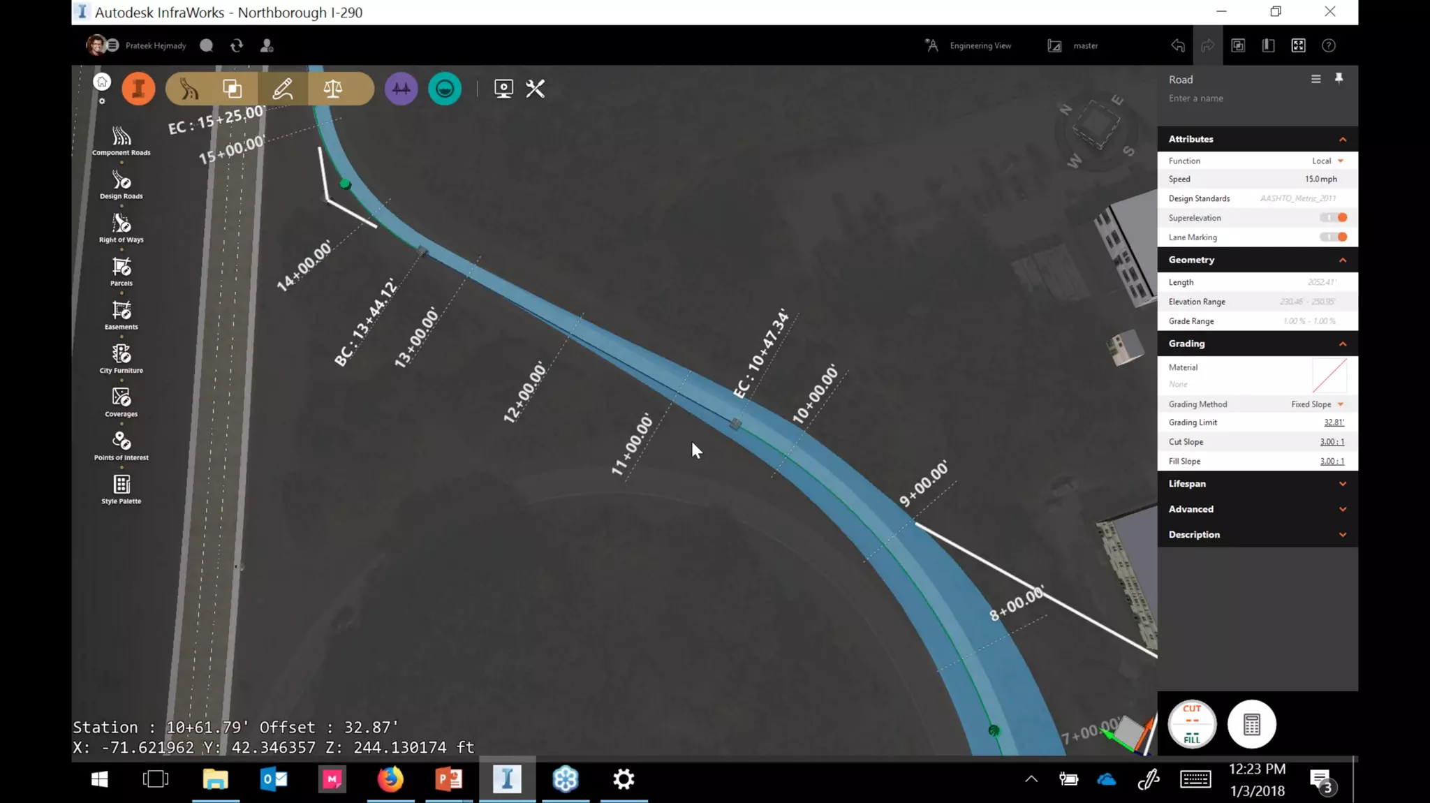 InfraWorks 2018.2 - Enhancements to road modeling and quantities
