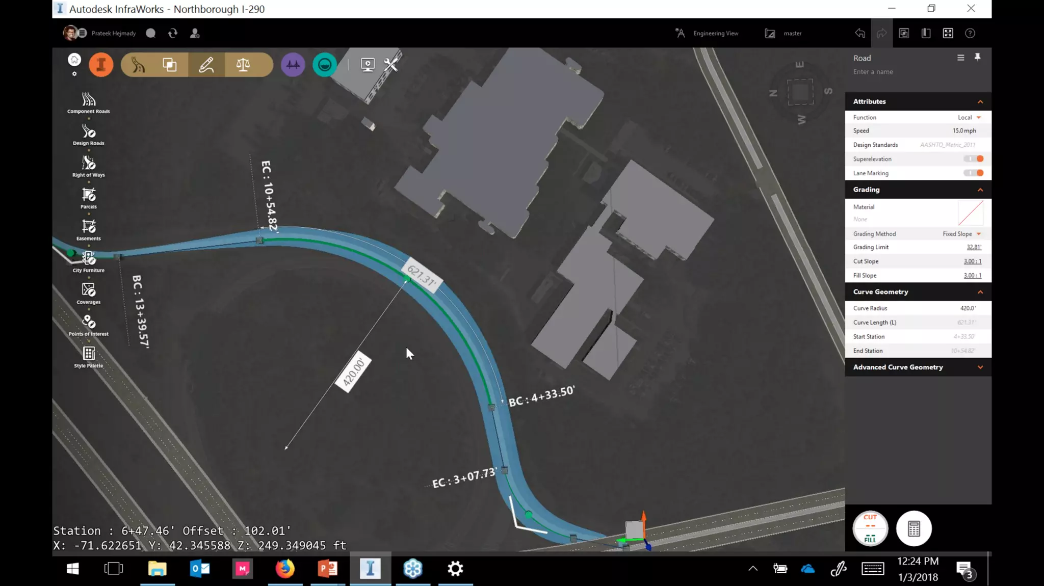 InfraWorks 2018.2 - Enhancements to road modeling and quantities