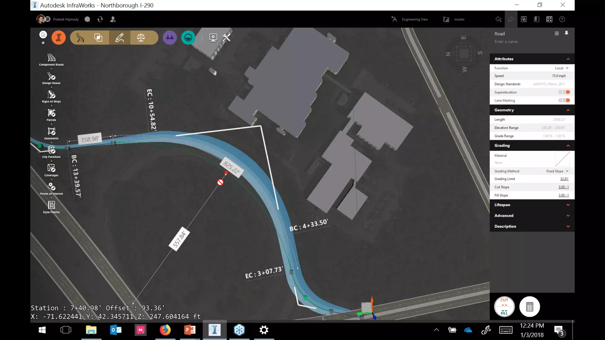 InfraWorks 2018.2 - Enhancements to road modeling and quantities