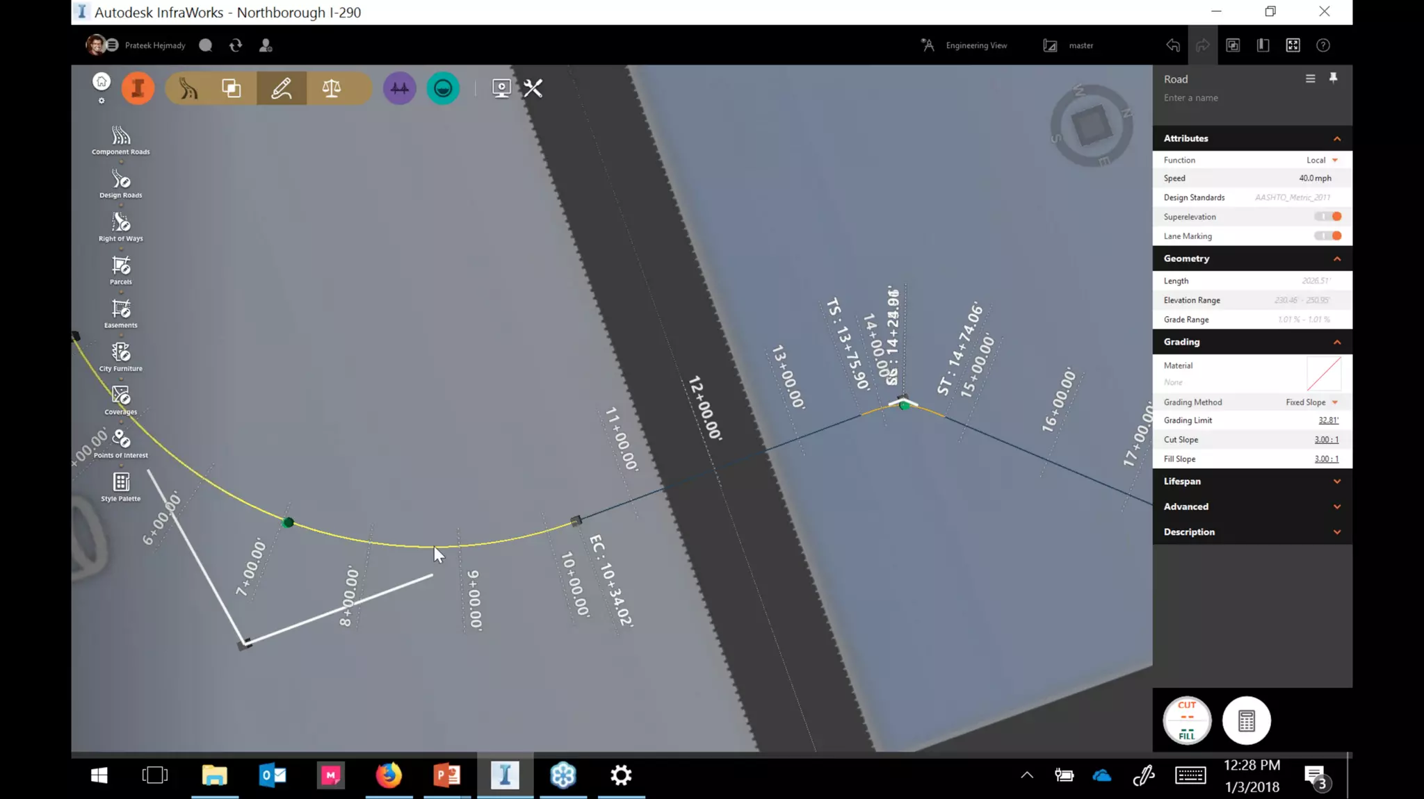 InfraWorks 2018.2 - Enhancements to road modeling and quantities