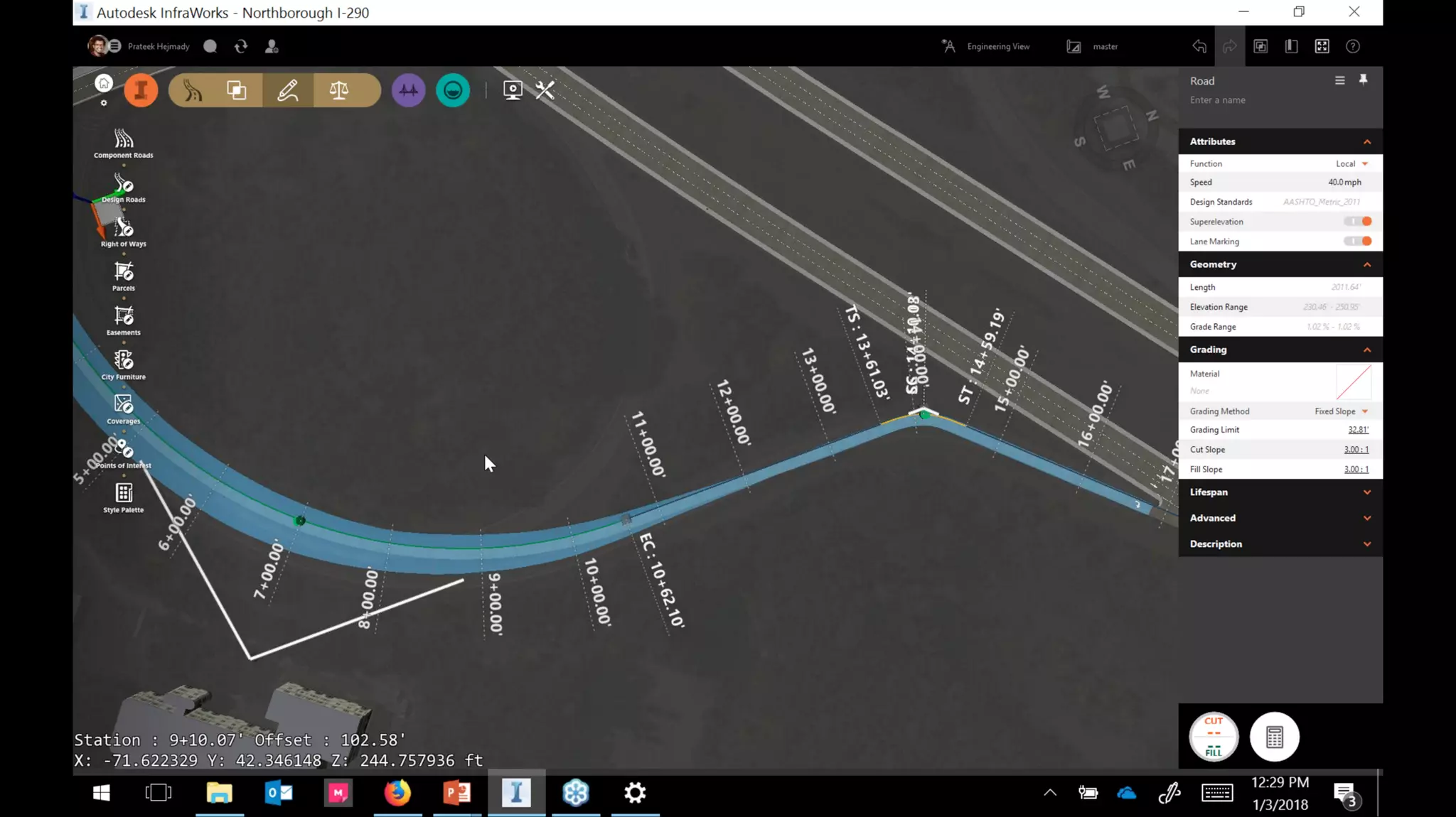 InfraWorks 2018.2 - Enhancements to road modeling and quantities