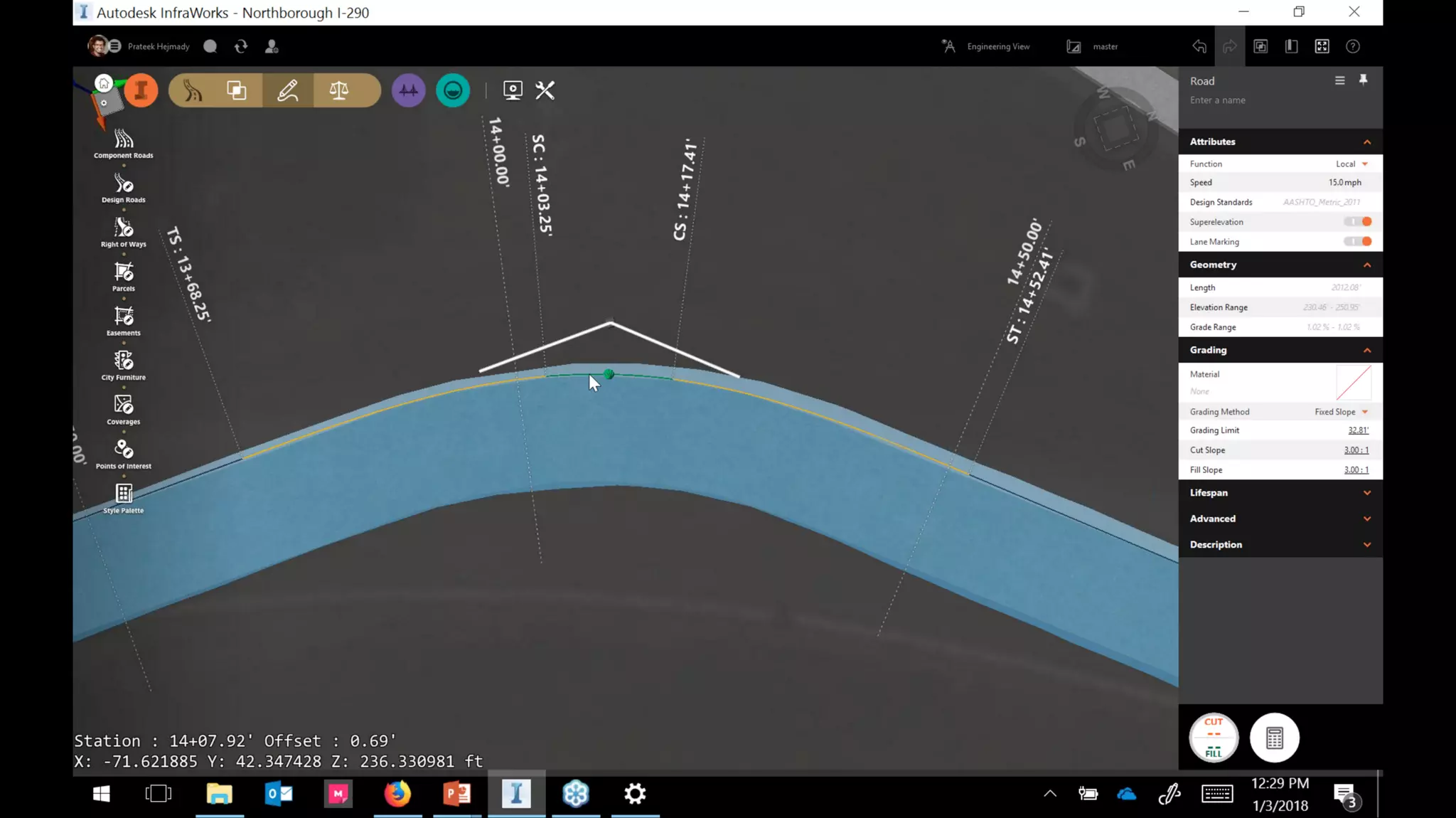 InfraWorks 2018.2 - Enhancements to road modeling and quantities