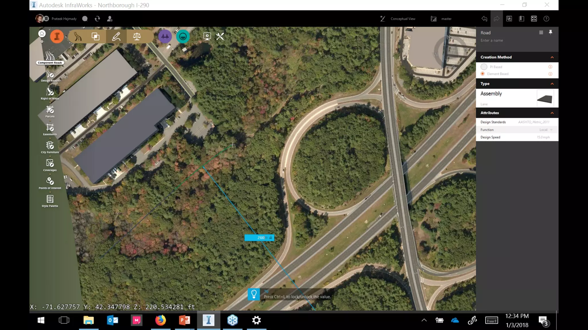 InfraWorks 2018.2 - Enhancements to road modeling and quantities