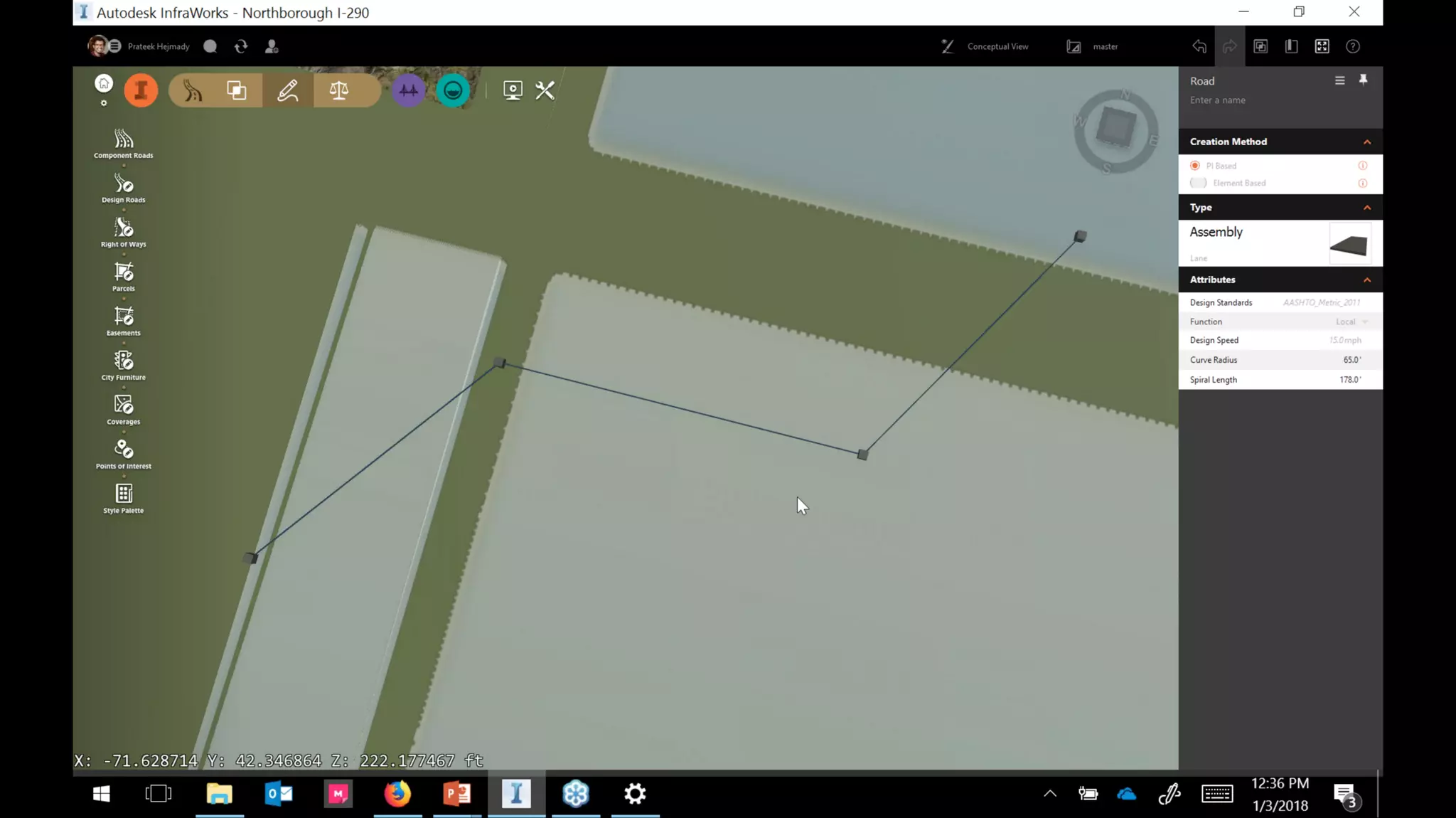 InfraWorks 2018.2 - Enhancements to road modeling and quantities