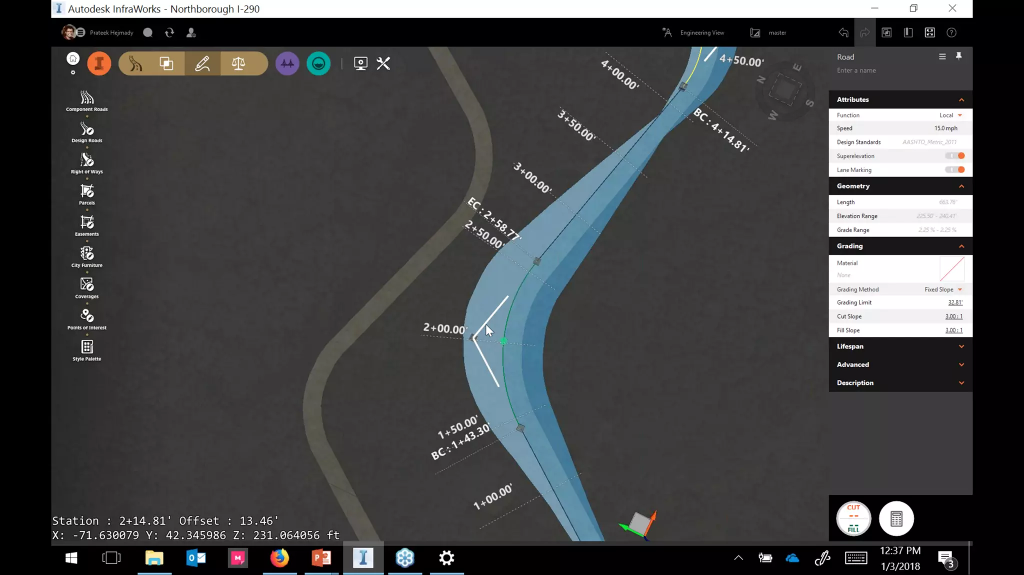 InfraWorks 2018.2 - Enhancements to road modeling and quantities