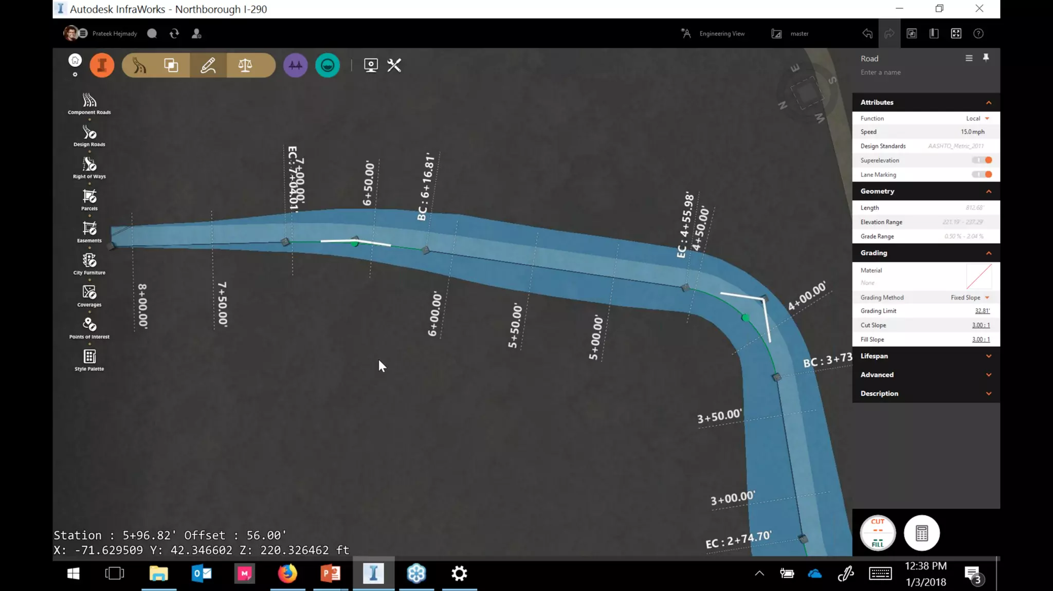 InfraWorks 2018.2 - Enhancements to road modeling and quantities