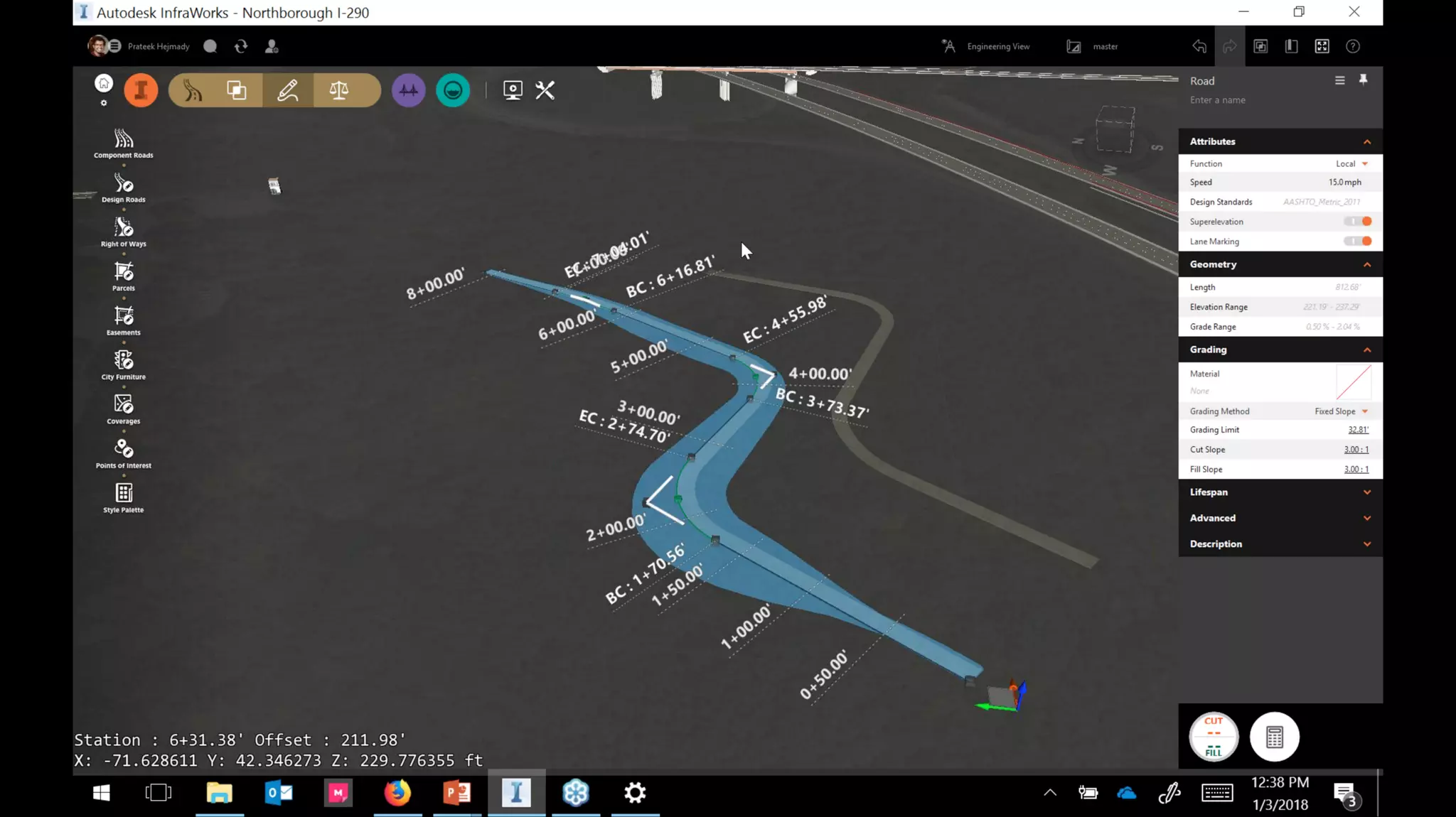 InfraWorks 2018.2 - Enhancements to road modeling and quantities
