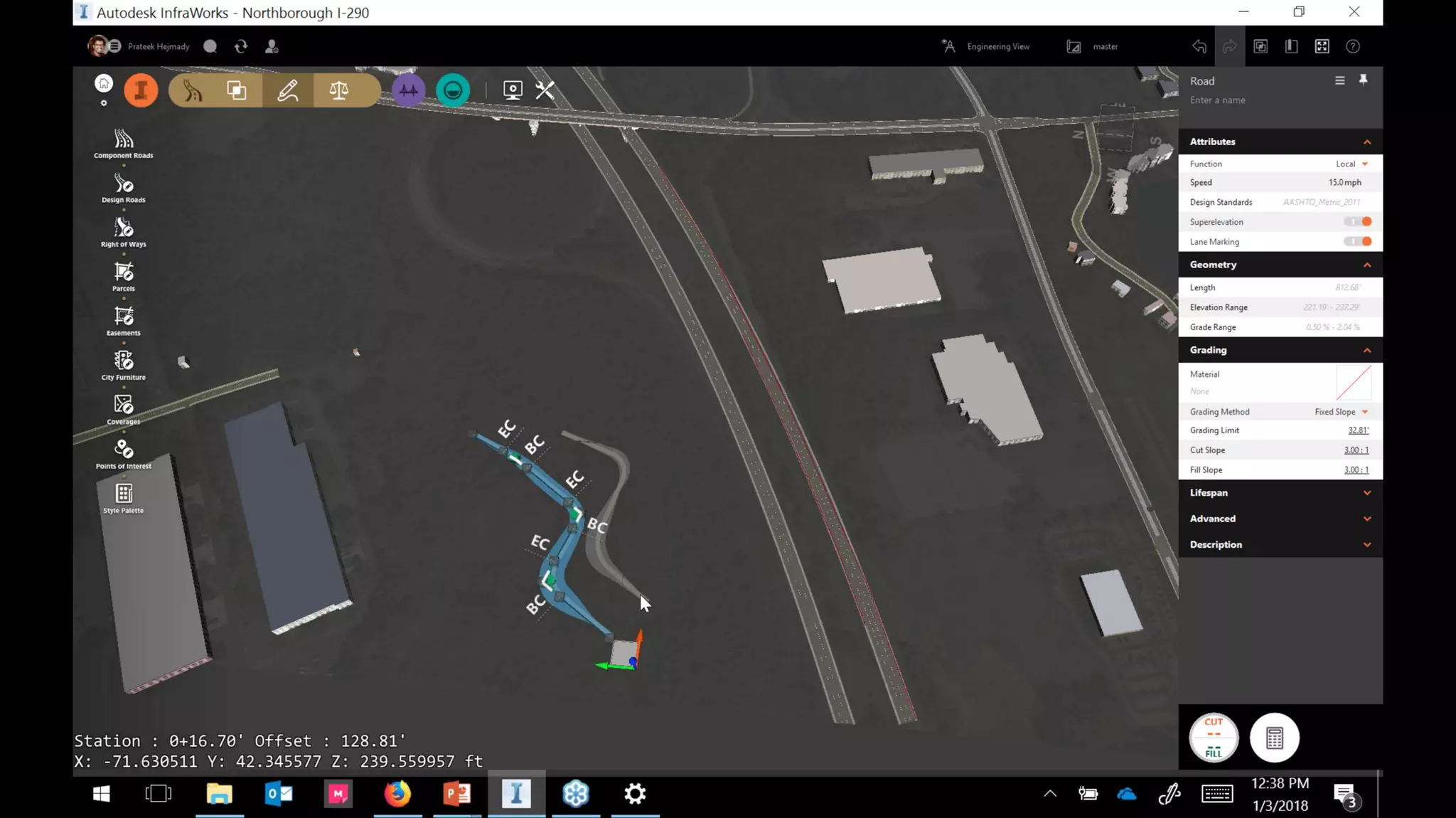 InfraWorks 2018.2 - Enhancements to road modeling and quantities