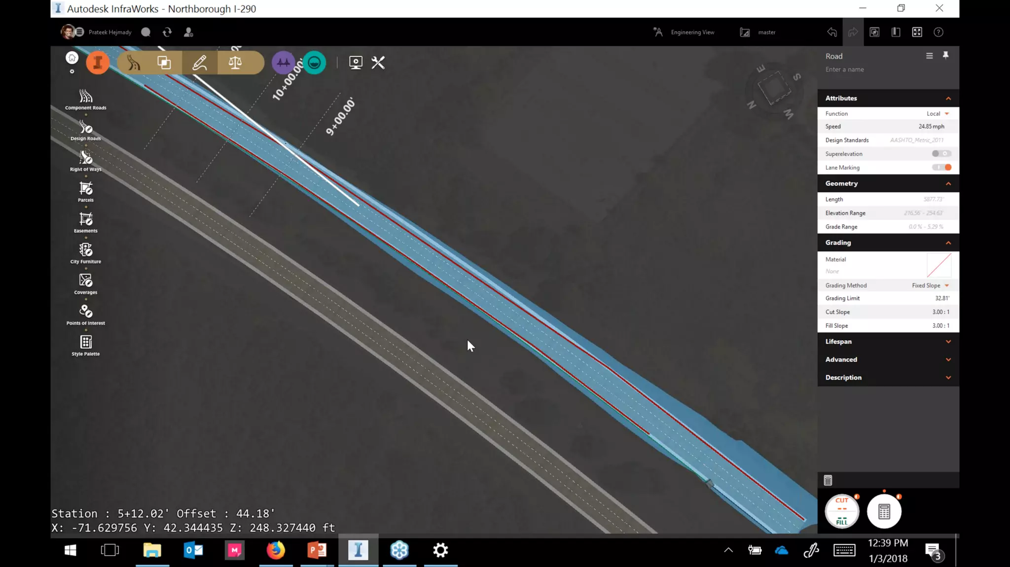 InfraWorks 2018.2 - Enhancements to road modeling and quantities