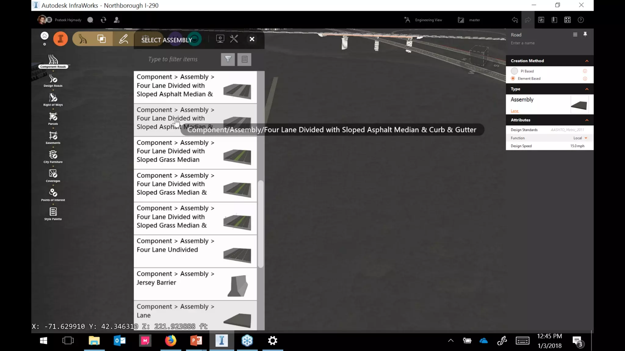 InfraWorks 2018.2 - Enhancements to road modeling and quantities