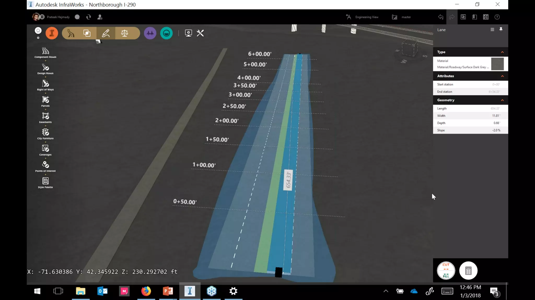 InfraWorks 2018.2 - Enhancements to road modeling and quantities