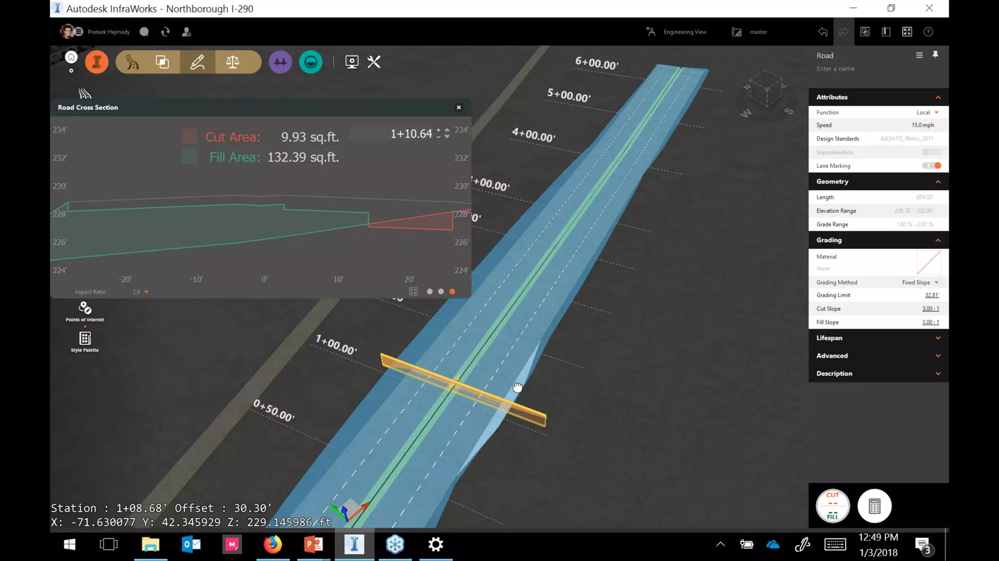 InfraWorks 2018.2 - Enhancements to road modeling and quantities
