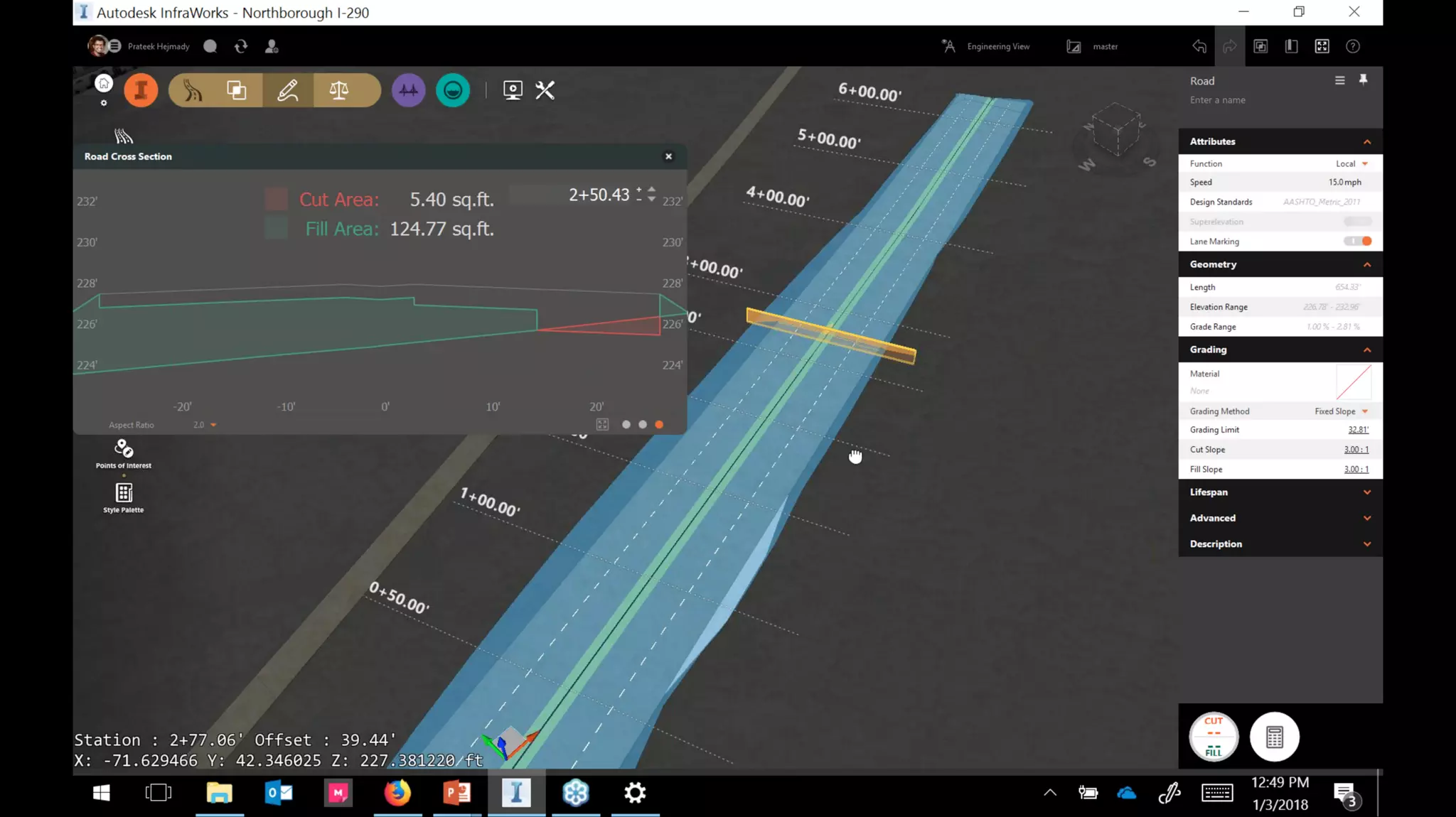 InfraWorks 2018.2 - Enhancements to road modeling and quantities