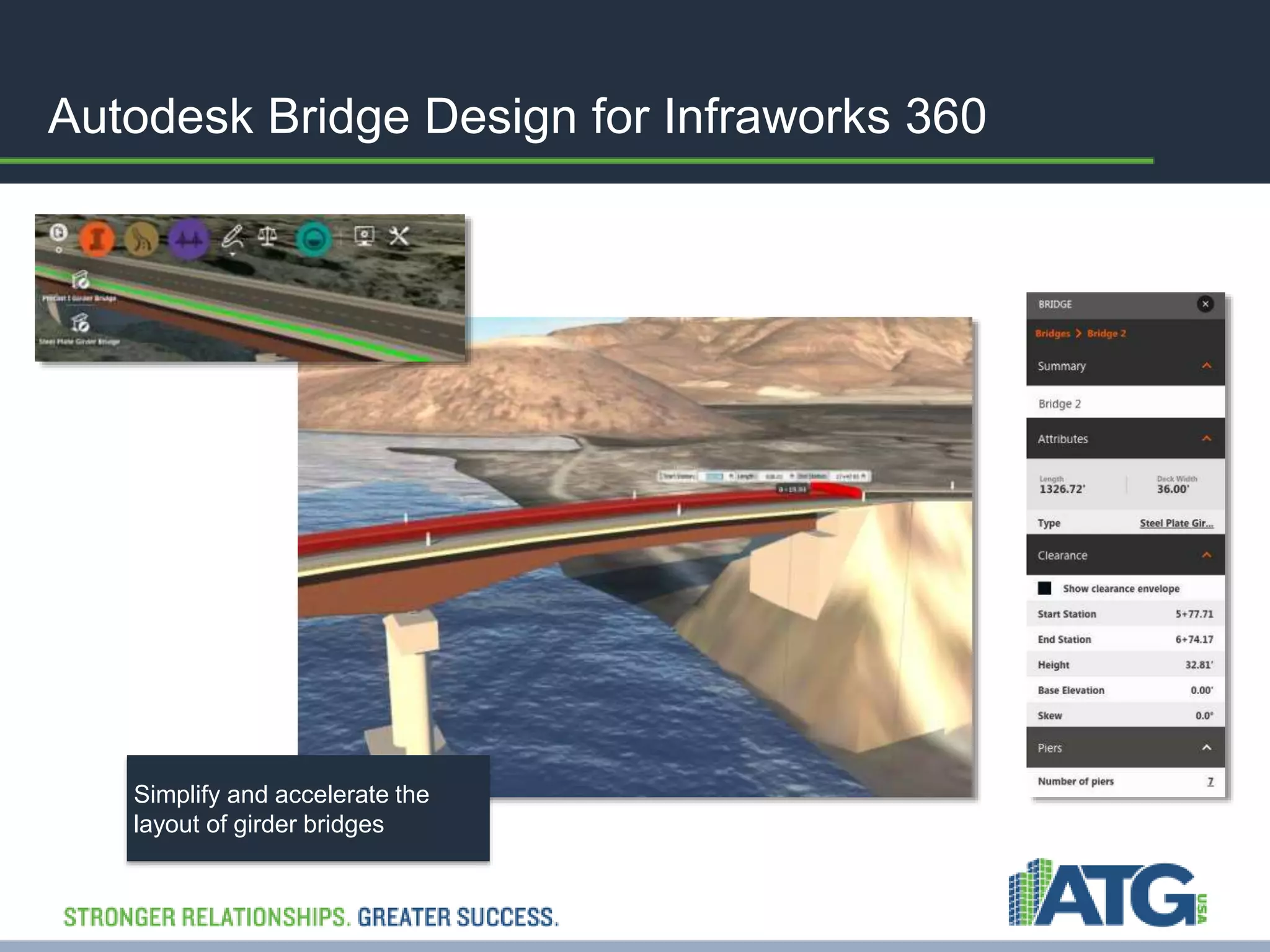 Autodesk Bridge Design for Infraworks 360 
Simplify and accelerate the 
layout of girder bridges 
 