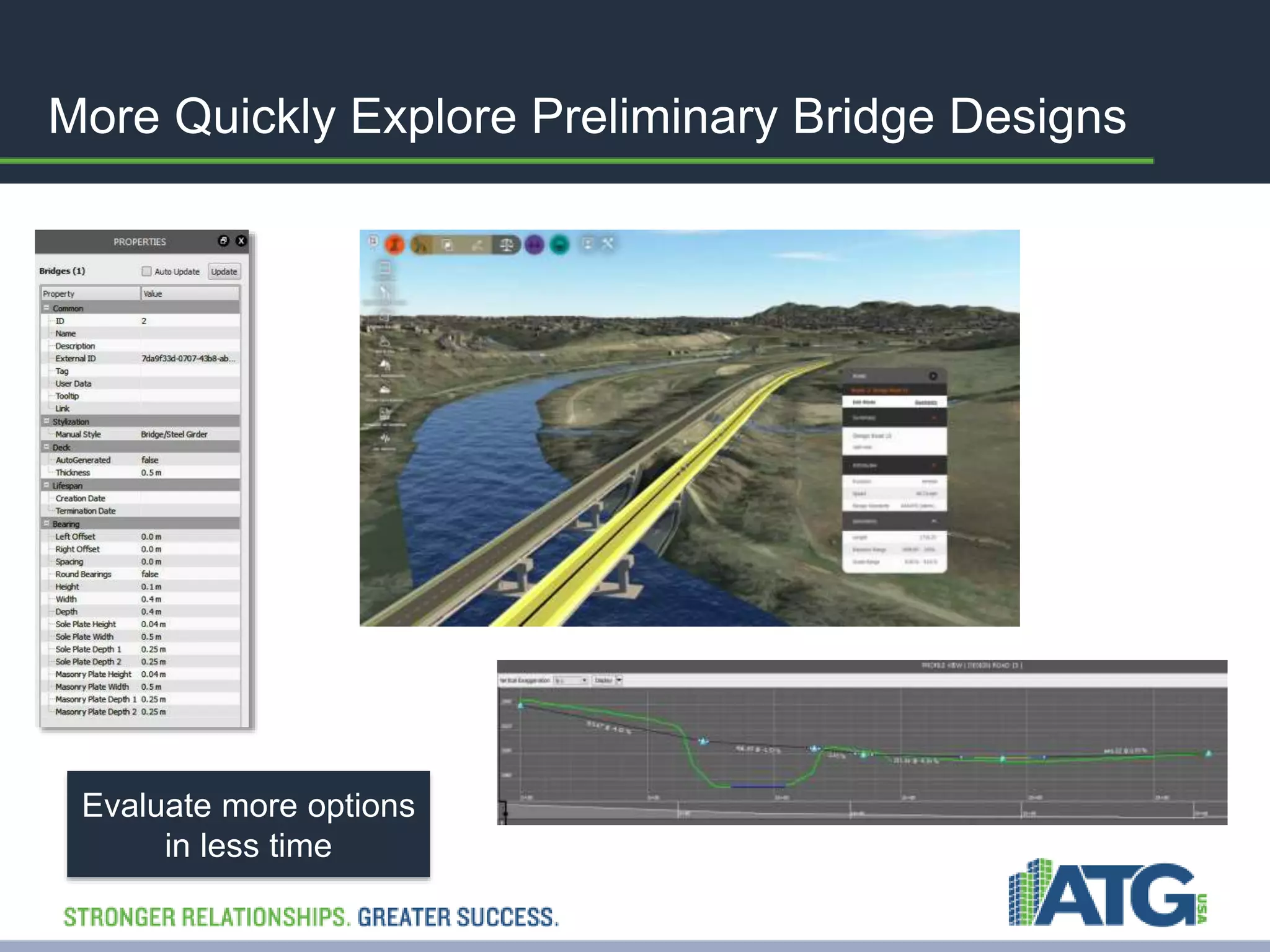More Quickly Explore Preliminary Bridge Designs 
Evaluate more options 
in less time 
 