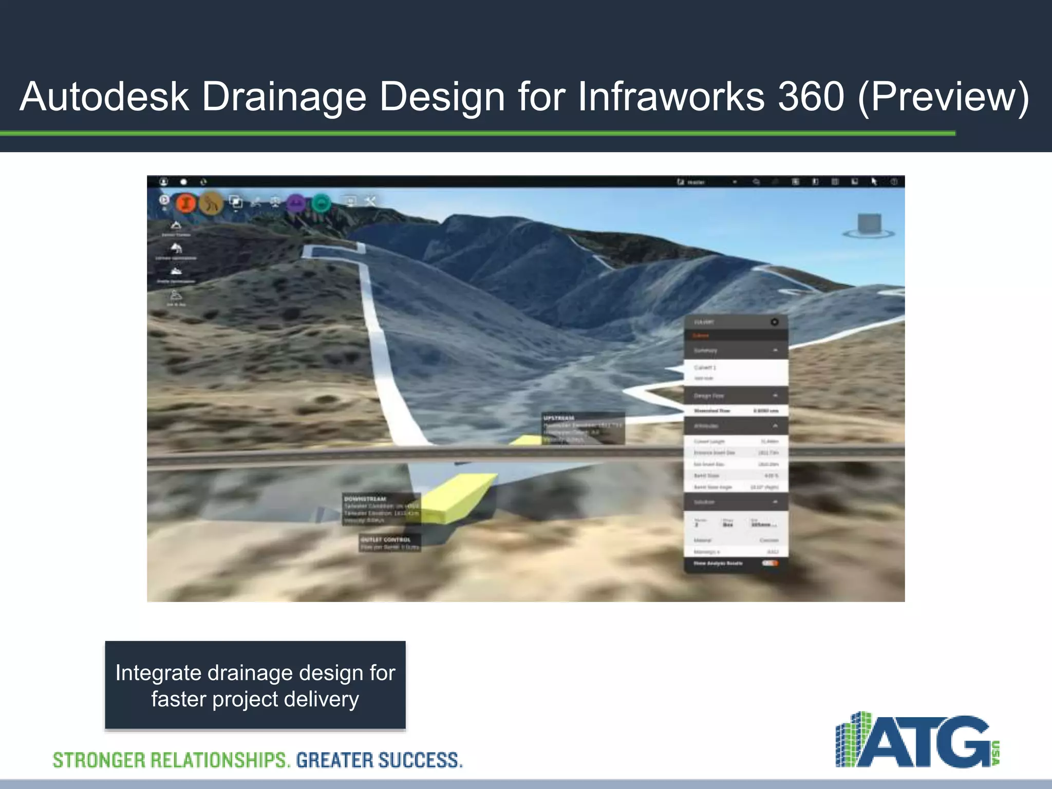 Autodesk Drainage Design for Infraworks 360 (Preview) 
Integrate drainage design for 
faster project delivery 
 
