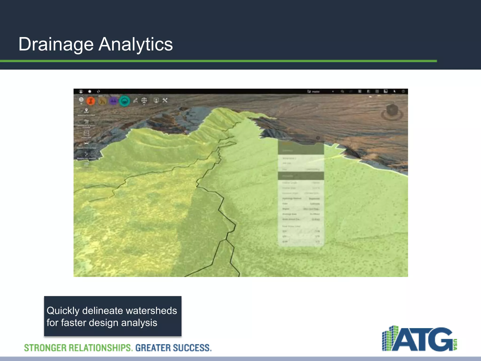 Drainage Analytics 
Quickly delineate watersheds 
for faster design analysis 
 