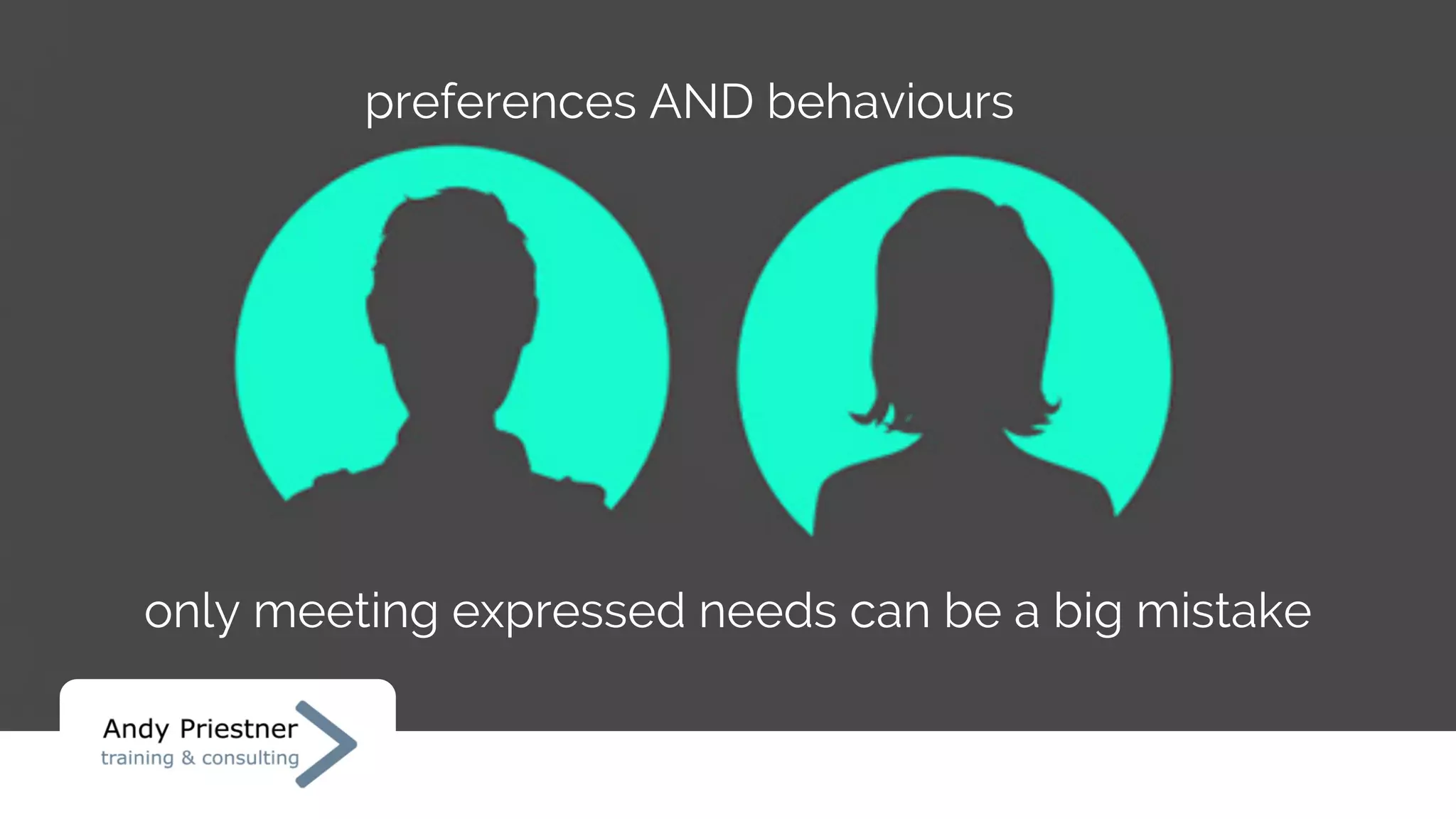 preferences AND behaviours
only meeting expressed needs can be a big mistake
 