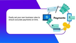 Easily set your own business rules to
ensure accurate payments on time.