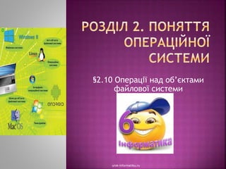 §2.10 Операції над об’єктами
файлової системи
urok-informatiku.ru
 