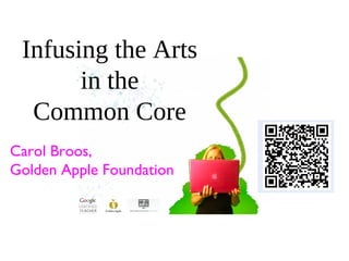 Infusing the Arts
in the
Common Core
Carol Broos,
Golden Apple Foundation
 