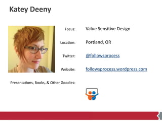 Katey Deeny

                               Focus:    Value Sensitive Design

                             Location:   Por...
