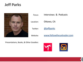 Jeff Parks

                               Focus:    Interviews & Podcasts

                             Location:   Ottaw...