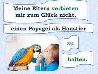 zu
eine Katze als Haustier
Meine Eltern erlauben mir,
haben.
 