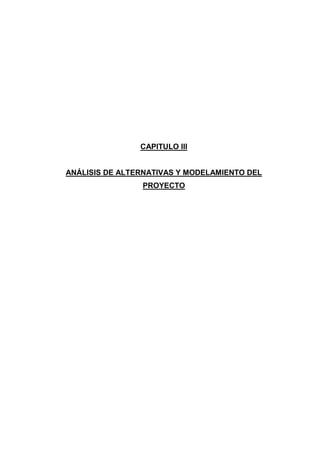 36 
CAPITULO III 
ANÁLISIS DE ALTERNATIVAS Y MODELAMIENTO DEL 
PROYECTO 
 