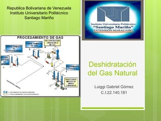 Deshidratación
del Gas Natural
Luiggi Gabriel Gómez
C.I:22.140.181
Republica Bolivariana de Venezuela
Instituto Universitario Politécnico
Santiago Mariño
 