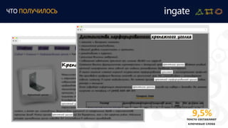 ЧТО ПОЛУЧИЛОСЬ
9,5%текста составляют
ключевые слова
 