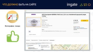 ЧТО ДОЛЖНО БЫТЬ НА САЙТЕ
Фотографии товара
 