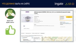 ЧТО ДОЛЖНО БЫТЬ НА САЙТЕ
Цены или
прайс-листы
 