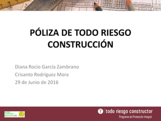 PÓLIZA DE TODO RIESGO
CONSTRUCCIÓN
Diana Rocio García Zambrano
Crisanto Rodríguez Mora
29 de Junio de 2016
 