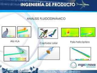 INGENIERÍA DE PRODUCTO
ANÁLISIS FLUIDODINÁMICO

Ala VLA

Captador solar

Pala helicóptero

 