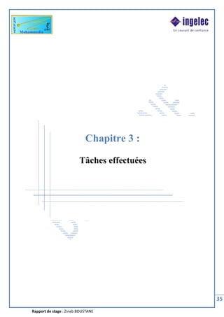 Rapport de stage : Zineb BOUSTANE
35
Chapitre 3 :
Tâches effectuées
 