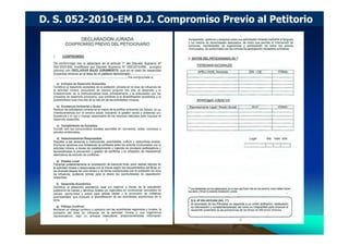 D. S. 052-2010-EM D.J. Compromiso Previo al Petitorio
 