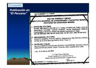 Publicación en
“El Peruano”
 