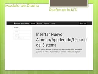 Modelo de Diseño
Diseños de la IU´S
 