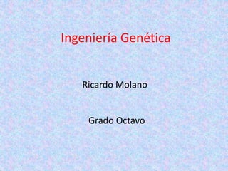 Ingeniería Genética
Ricardo Molano
Grado Octavo
 