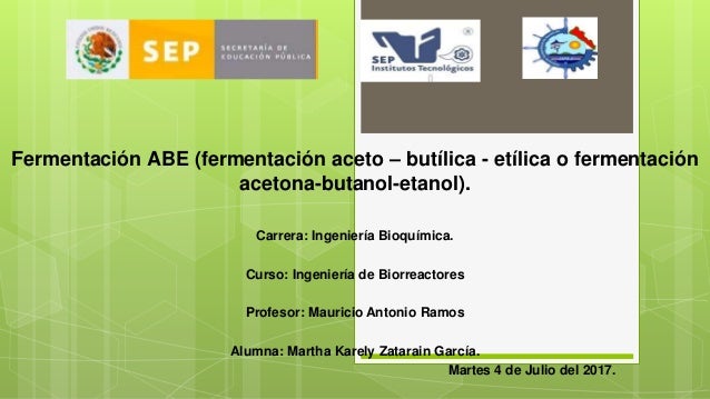 INGENIERIA DE BIORREACTORES. FERMENTACION ABE.