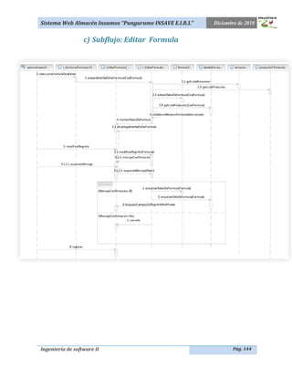 Sistema Web Almacén Insumos “Pungurume INSAVE E.I.R.L”   Diciembre de 2010


                  c) Subflujo: Editar Formula




Ingeniería de software II                                       Pág. 144
 