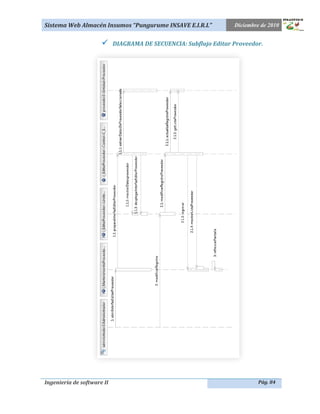 Sistema Web Almacén Insumos “Pungurume INSAVE E.I.R.L”             Diciembre de 2010


                           DIAGRAMA DE SECUENCIA: Subflujo Editar Proveedor.




Ingeniería de software II                                                   Pág. 84
 