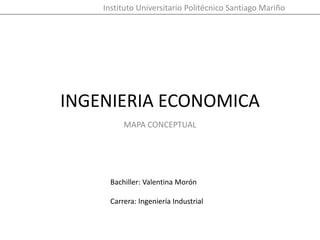 INGENIERIA ECONOMICA
Instituto Universitario Politécnico Santiago Mariño
Bachiller: Valentina Morón
Carrera: Ingeniería Industrial
MAPA CONCEPTUAL
 