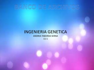 INGENIERIA GENETICA 
ANDREA TABORDA SERNA 
11-1 
 