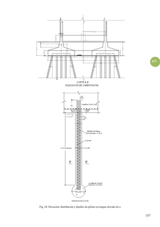157
157
Fig. 24. Elevación, distribución y detalles de pilotes en tanque elevado de a
 